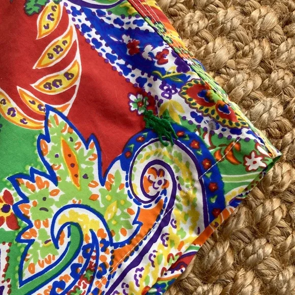 New: Polo Ralph Lauren Y2k Paisley Swim Trunks. Green Pony. Size Medium